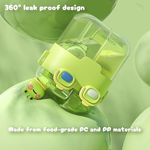 Miniatura 5 de Two Drink - Botella de agua para niños con pajilla, bonita estética, de gran capacidad, taza de dos capas para niñas, estudiantes, niños, escuela,