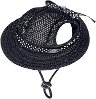 Vista 46 de Sombrero de princesa de ala redonda, visera para mascotas, sombrero poroso de malla para perro con agujeros para las orejas para perros pequeños