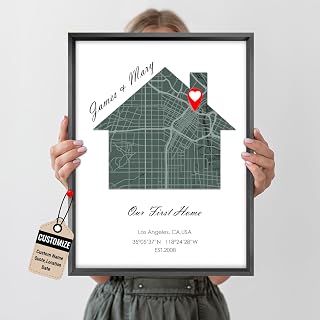W WHEEL UP Our First Home Map Print, Personalized New Home Gift Custom Housewarming Gift for Wedding Anniversary Valentine's Day (Map-1)
