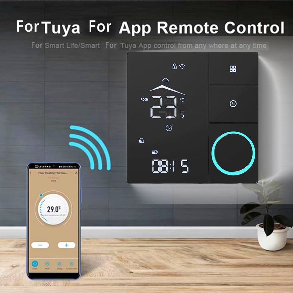Termostato intelligente WiFi per caldaia a gas, termostato ambiente per Tuya termostati da parete programmabili per ALEXA (nero 16A)