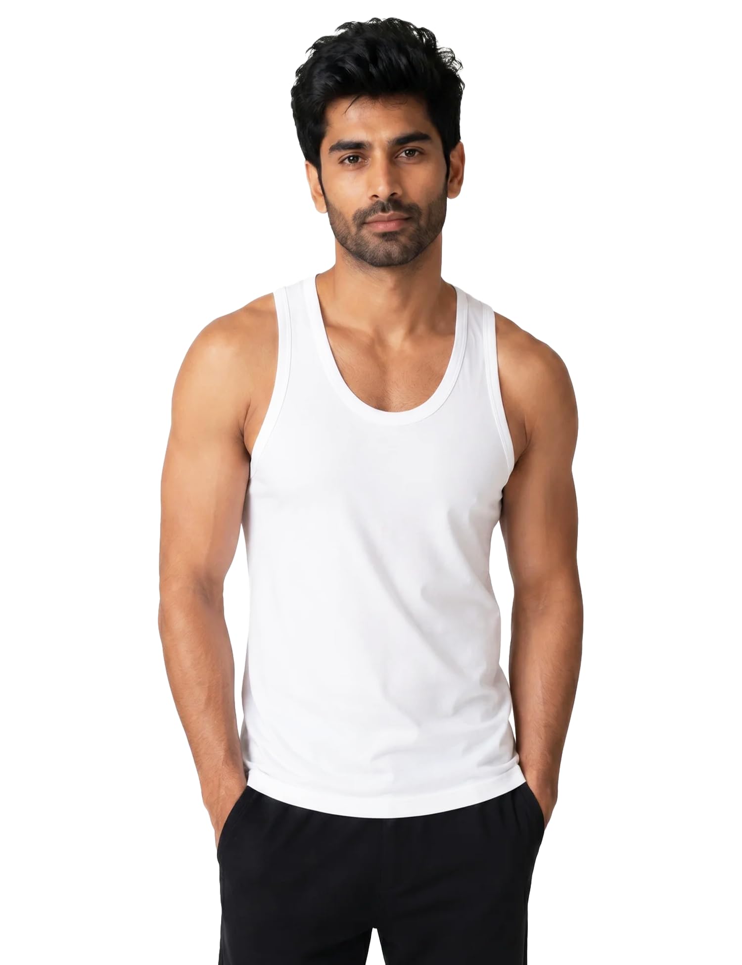 venfield Cotton Vest for Men Regular Fit Solid Round Neck Sleeveless Vest Men's | Seamless Inner for Man with Extended Length for Easy Tuck - (Pack of 1)-picture-29