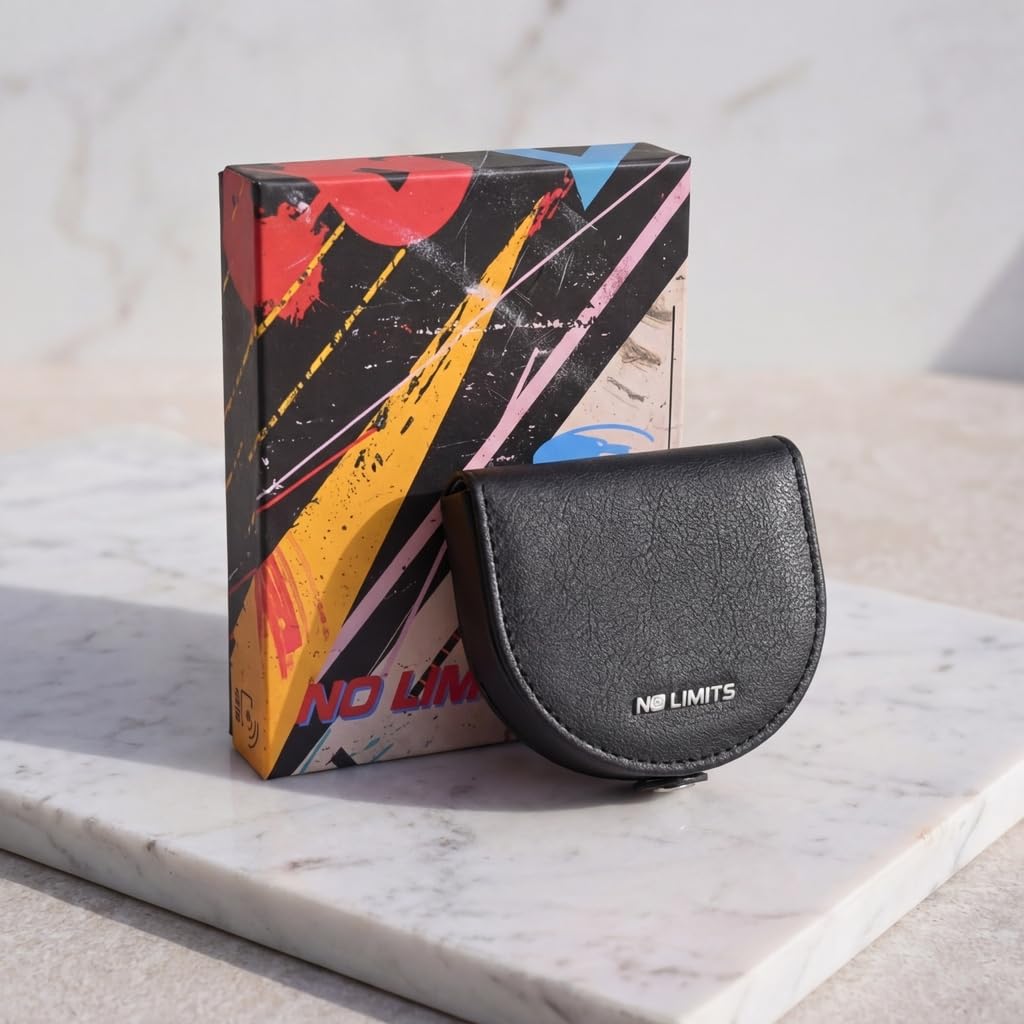 No Limits Talon porte-monnaie en cuir véritable, homme et femme, fermeture à bouton, sac porte-monnaie, avec boîte, Noir , Moderne