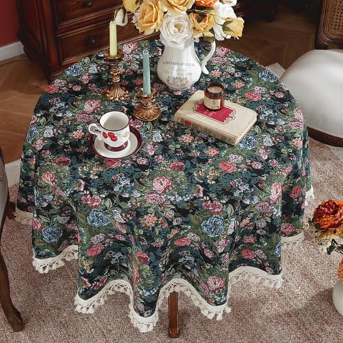 Nappe ronde jacquard pour décoration de café et table de maison rétro