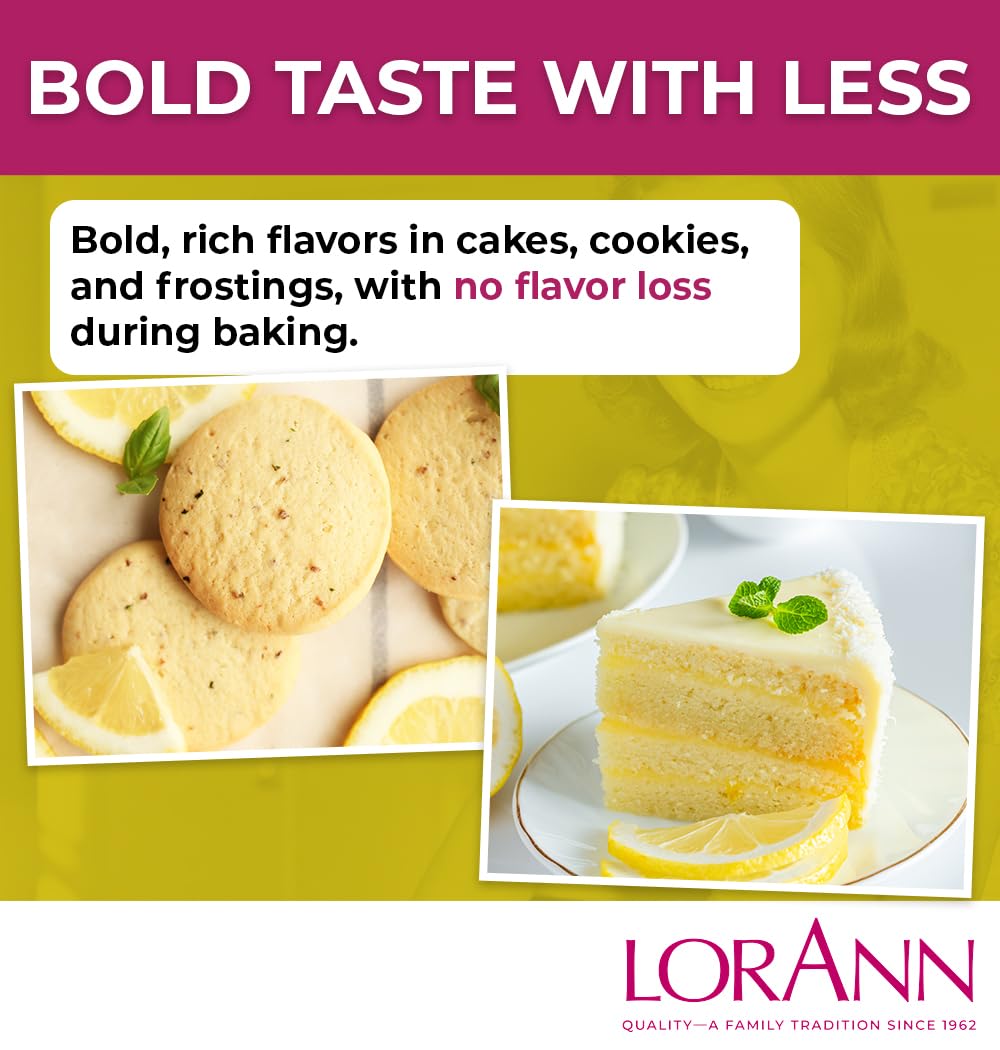 Lorann Oils Emulsión para pastelería, Sabor Natural y Artificial, 118,3 ml, limón, Multicolor