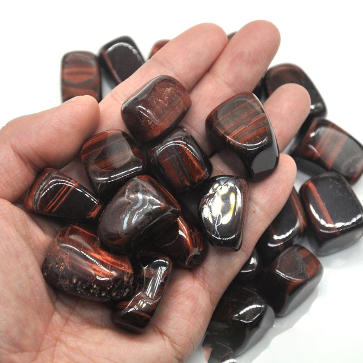 Crystal Healing Pietra di Ghiaia burattata lucidata Gemme minerali Gemma Decorazione Acquario Grezzo-Occhio di Tigre Rosso, 500 g