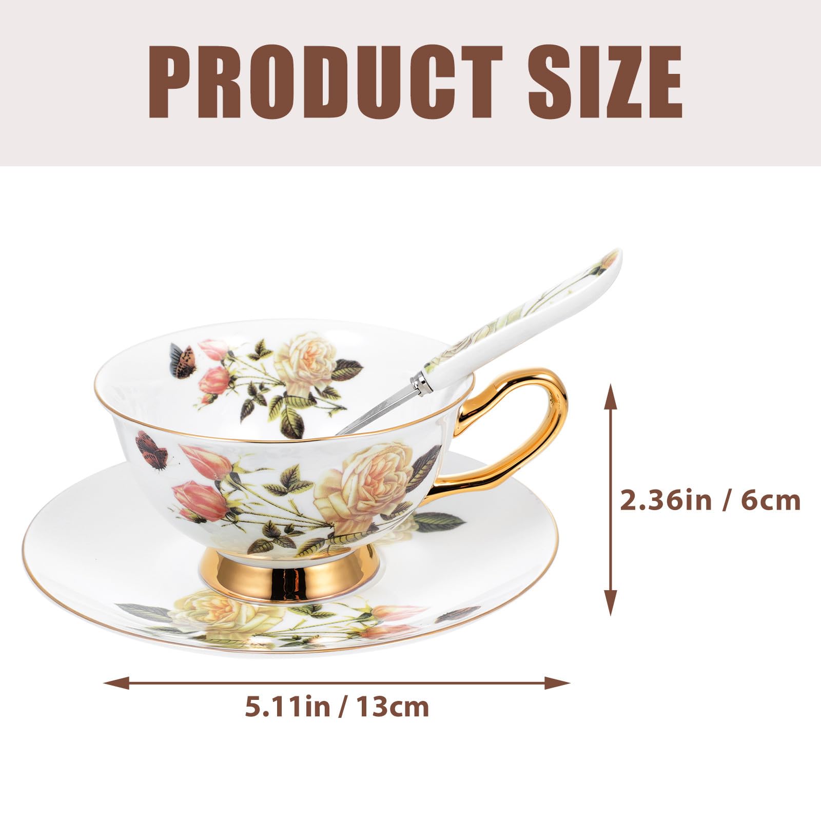 NUOBESTY Taza de Café de Cerámica con Plato, Juego de 1 Pieza para Latte | Capuchino, Uso en Hogar y Cafetería, Diseño Creativo y Apariencia Delicada