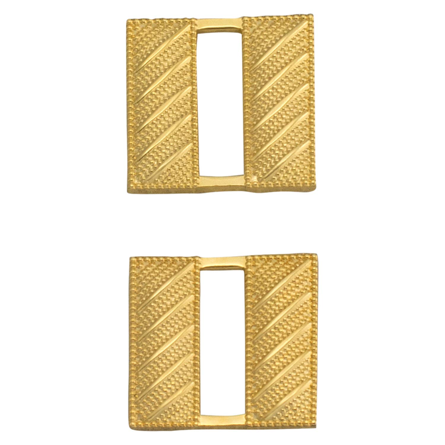 Smith & Warren 3/4"H Captain Bars Collar Brass Rank Insignia Embossed (Textured) Gold Finish Police Military Uniform Pin