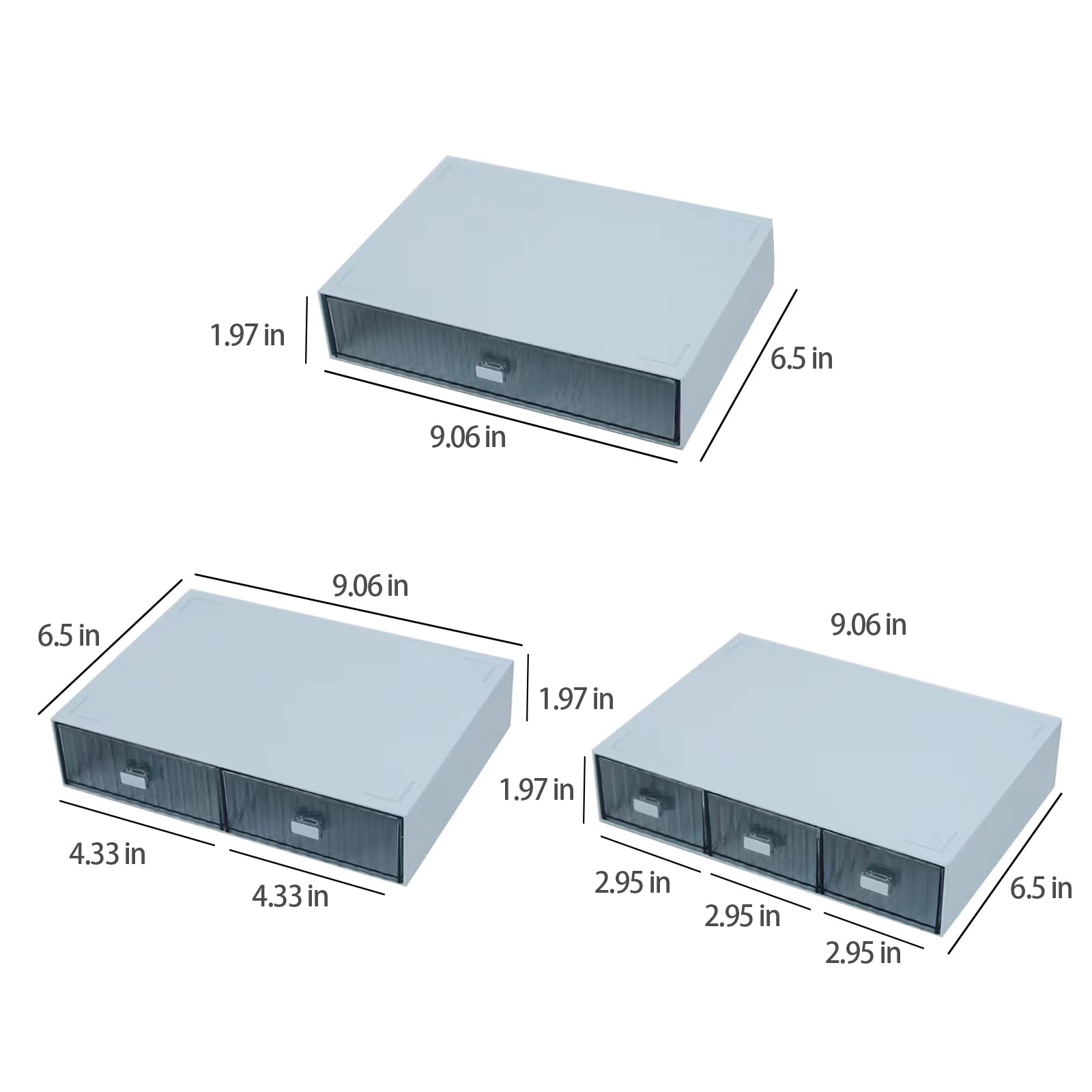 JIAFUJIN Stackable Desktop Drawers - 3-Compartment Plastic Organizer For Office & Craft Supplies