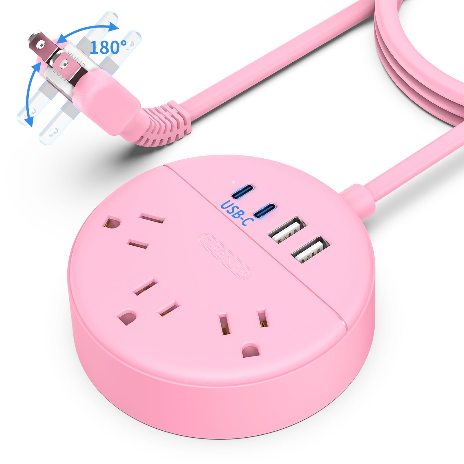 Amazon.com: Pink 2 Prong Power Strip with USB-C, NTONPOWER 1875W