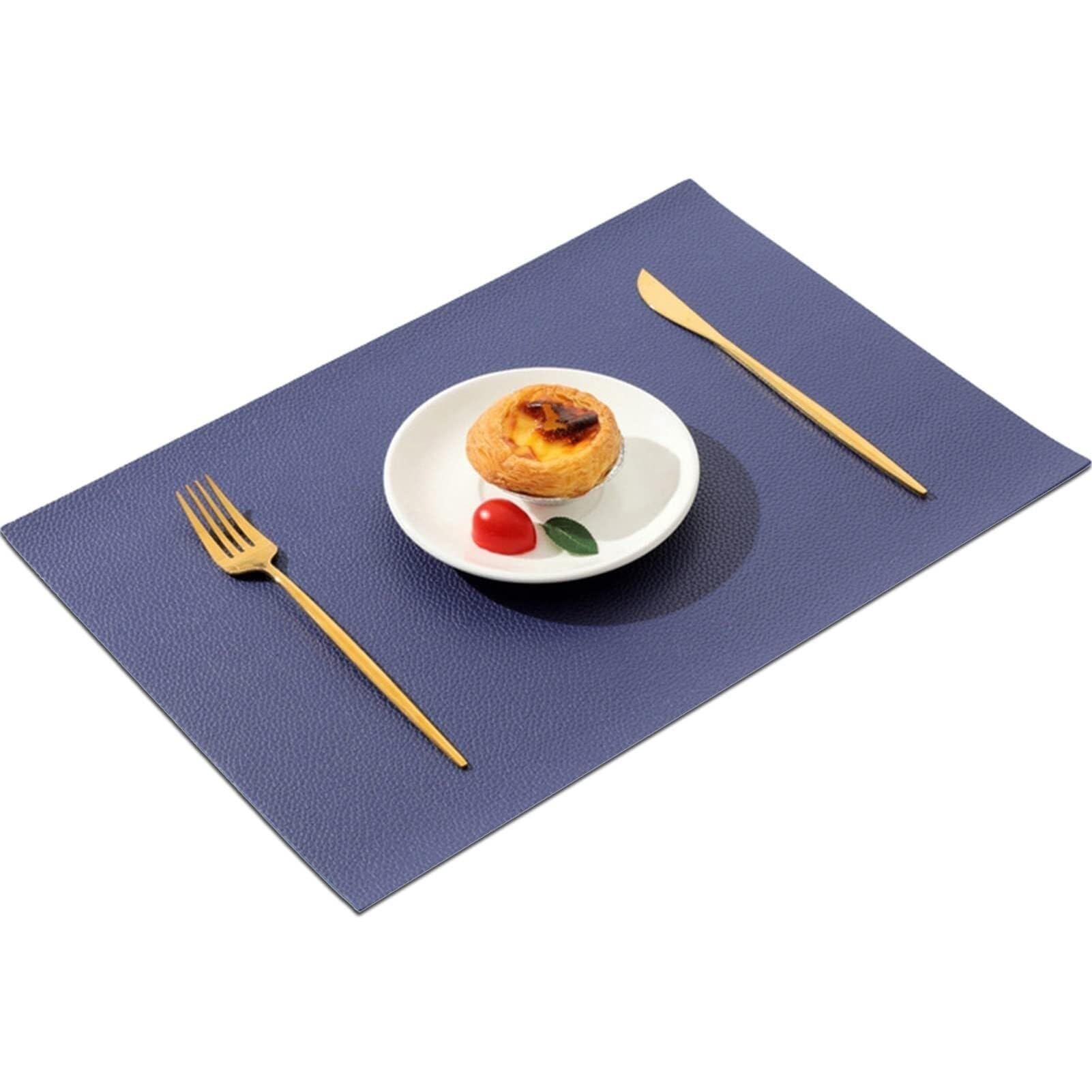 Set de table en cuir pour salle à manger lot de 6 bleus lavables chic motif litchi