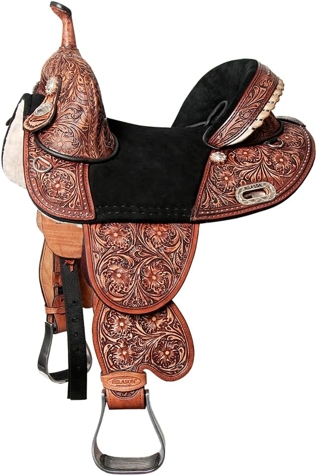 HILASON Western Horse Treeless Trail Barrel American Leather Saddle | for Horses