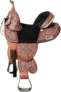 HILASON Western Horse Treeless Trail Barrel American Leather Saddle | for Horses