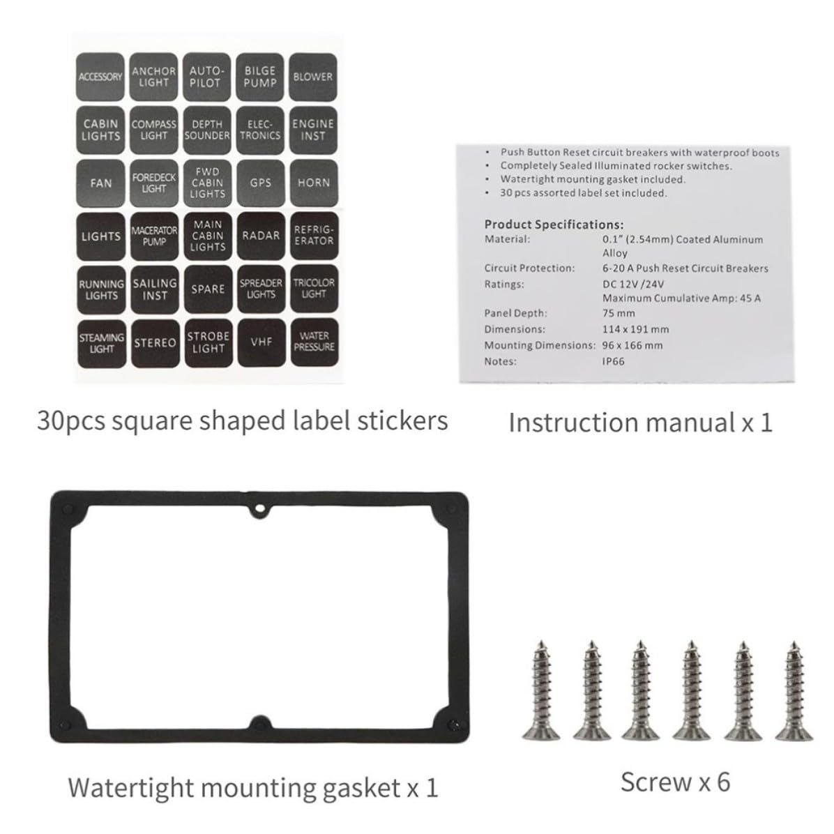 GALPADA 6-Fach Schalterpanel 12v/24v Gebogen mit Ip66 Schutz Schwarz