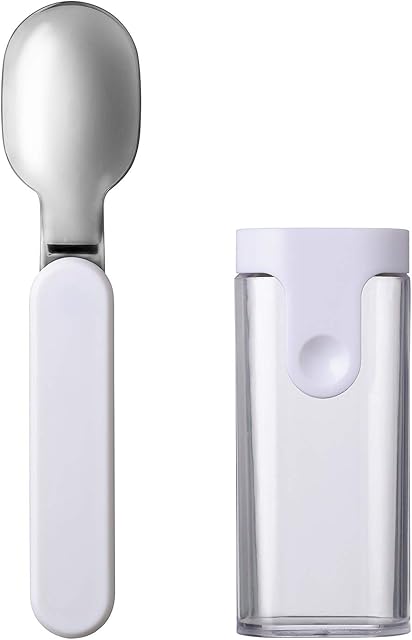 Mepal 107645530600 Foldable Spoon Ellipse White - Reusable - Cutlery for Travel - Ideal for Cereal Cups to Go Dishwasher Safe - Stainless Steel