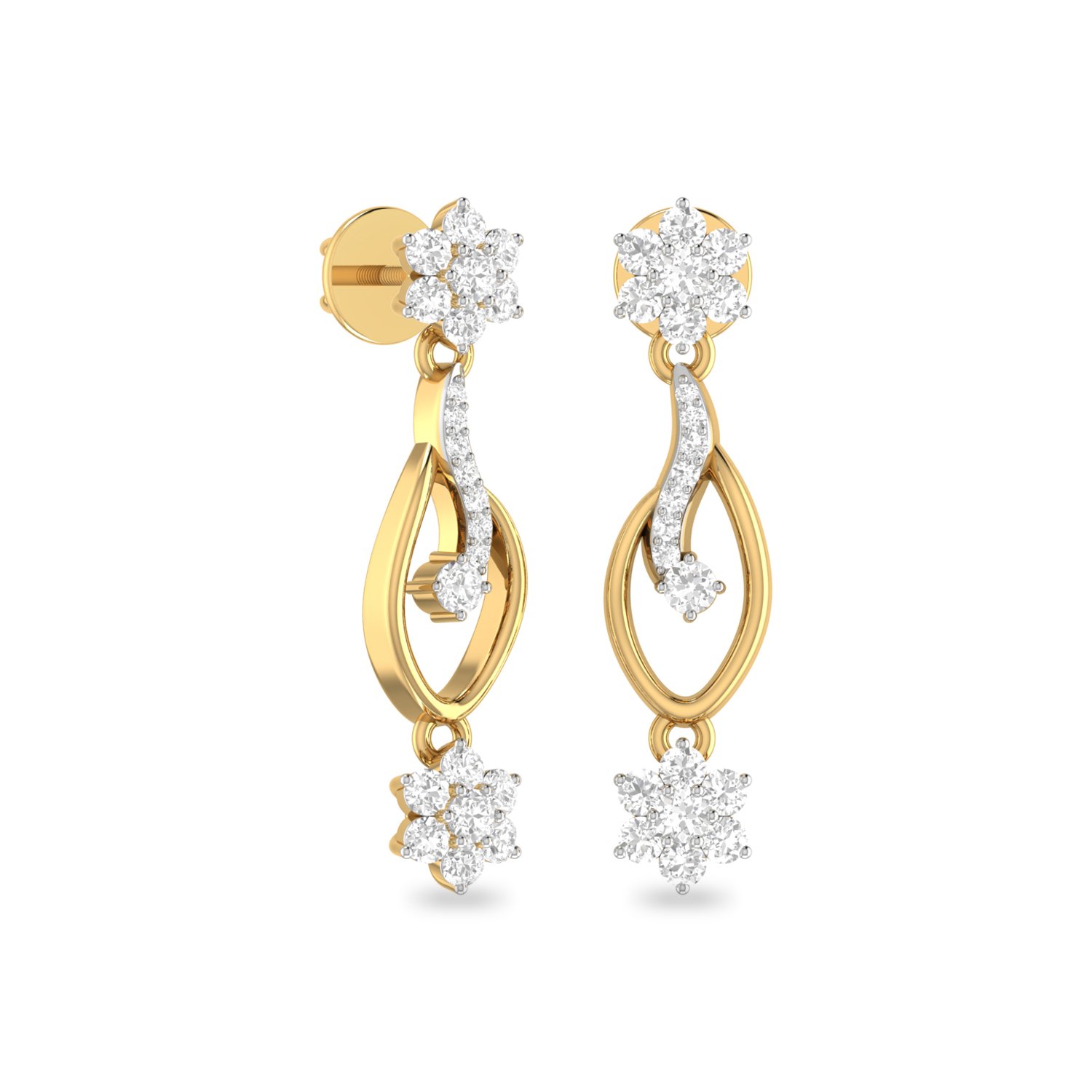 Aucent by PC Jeweller The Daia 18KT Yellow Gold and Diamond Earrings-image-5
