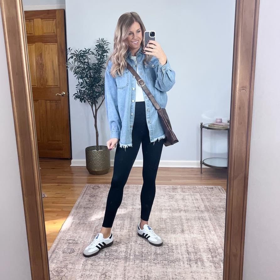 Dokotoo Women's Oversized Denim Jacket Casual Long Sleeve Denim Shirts Distresse Jean Jacket Fall Outfits 20253