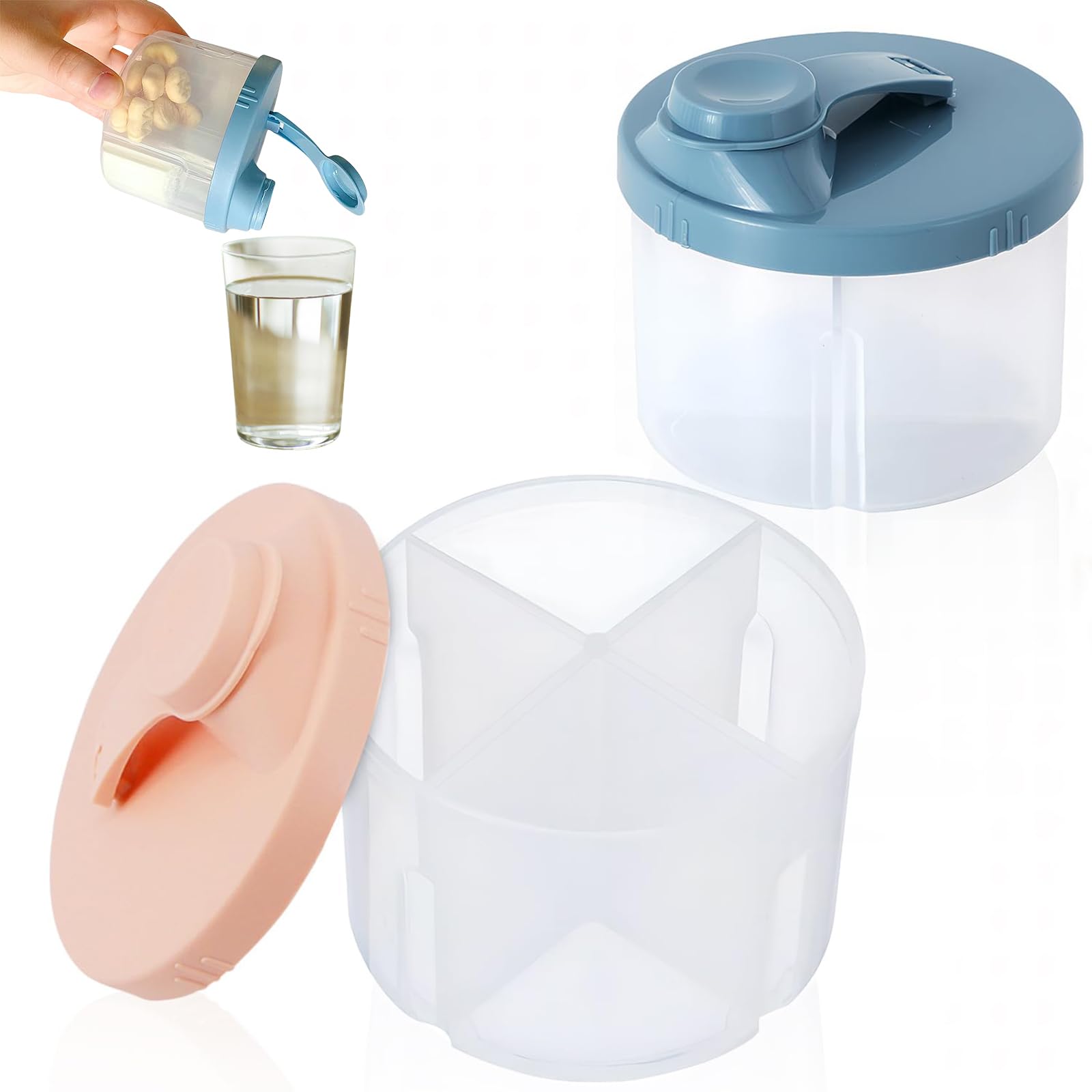 2 Piezas Dispensador portátil de Leche en Polvo para bebés, Almacenamiento de Leche en Polvo, dispensador de Leche en Polvo, Caja portátil de Leche en Polvo para bebés