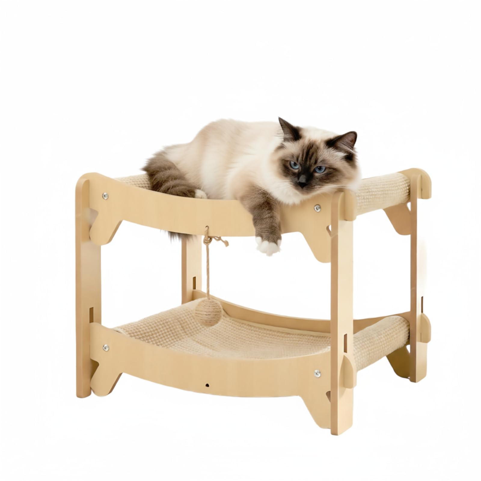 GIIPET 猫 爪とぎ ベッド 木製 ソファ 2段 【多頭飼いに最適・分離可能】 キャットタワー ミニ 爪研ぎ 高密度 耐久 安定 頑丈 屑が出ない 貓ベッド 大型猫 ストレス解消 オールシーズン