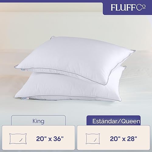 Miniatura 4 de FluffCo Juego de 2 almohadas alternativas de plumón tamaño estándarqueen, almohadas de cama Queen para dormir, fabricadas en Estados Unidos,