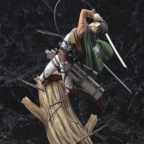 Miniatura 3 de QAHEART Levi Ackermann Figura estatua  8.7 in Anime Levi Capitán Figura Modelo Batalla en Árbol Versión Escultura, Hecho a Mano Coleccionable