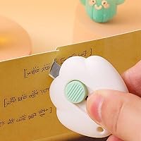 Vista 8 de Mini caja retráctil para cuchillos utilitarios, cortador de letras, cuchillos de bolsillo, coloridos mini diapositivas abiertas para letras pequeñas