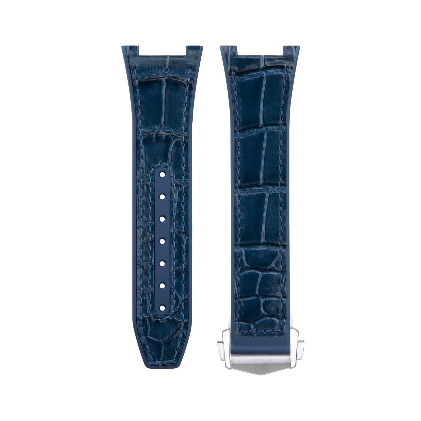 Bracelet montre cuir vachette Omega Constellation 24mm chic bleu - 6