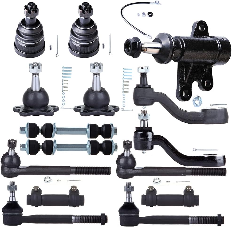 SCITOO 15pcs Front Suspension Kit Tie Rod End Adjusting Sleeve Sway Bar Link Ball Joint Idler Arm Pitman Arm Fit 1993-1999 For Chevy C1500 For GMC C1500