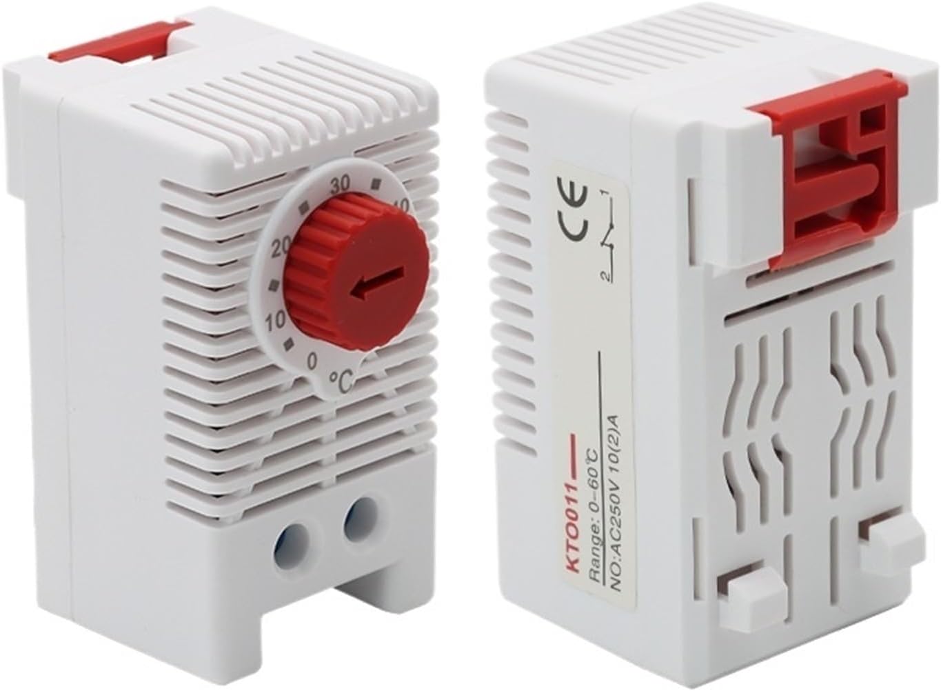 1pcs KTO011 KTS011 NC/NO DIN Rail Cabinet Temperature Controller 0-60℃ 250VAC 10A Bimetallic Thermostat Mechanical Temperature(KTS011)