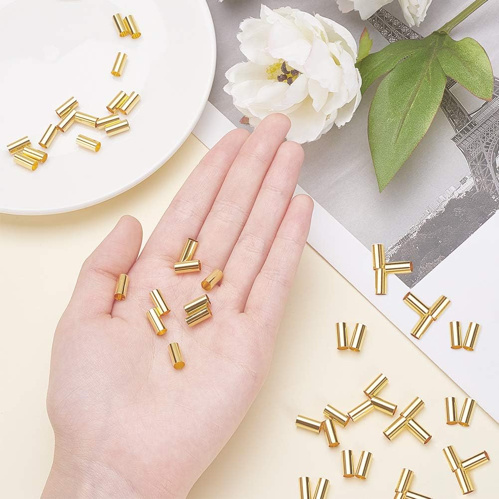 PH PandaHall 150 pcs 10mm Column Brass Tube Beads Ring Macrame Bead Spacer Beads with 4.5mm Hole for DIY Sewing Craft and Macrame Wall Hanging Plant Holder Craft - Image 4