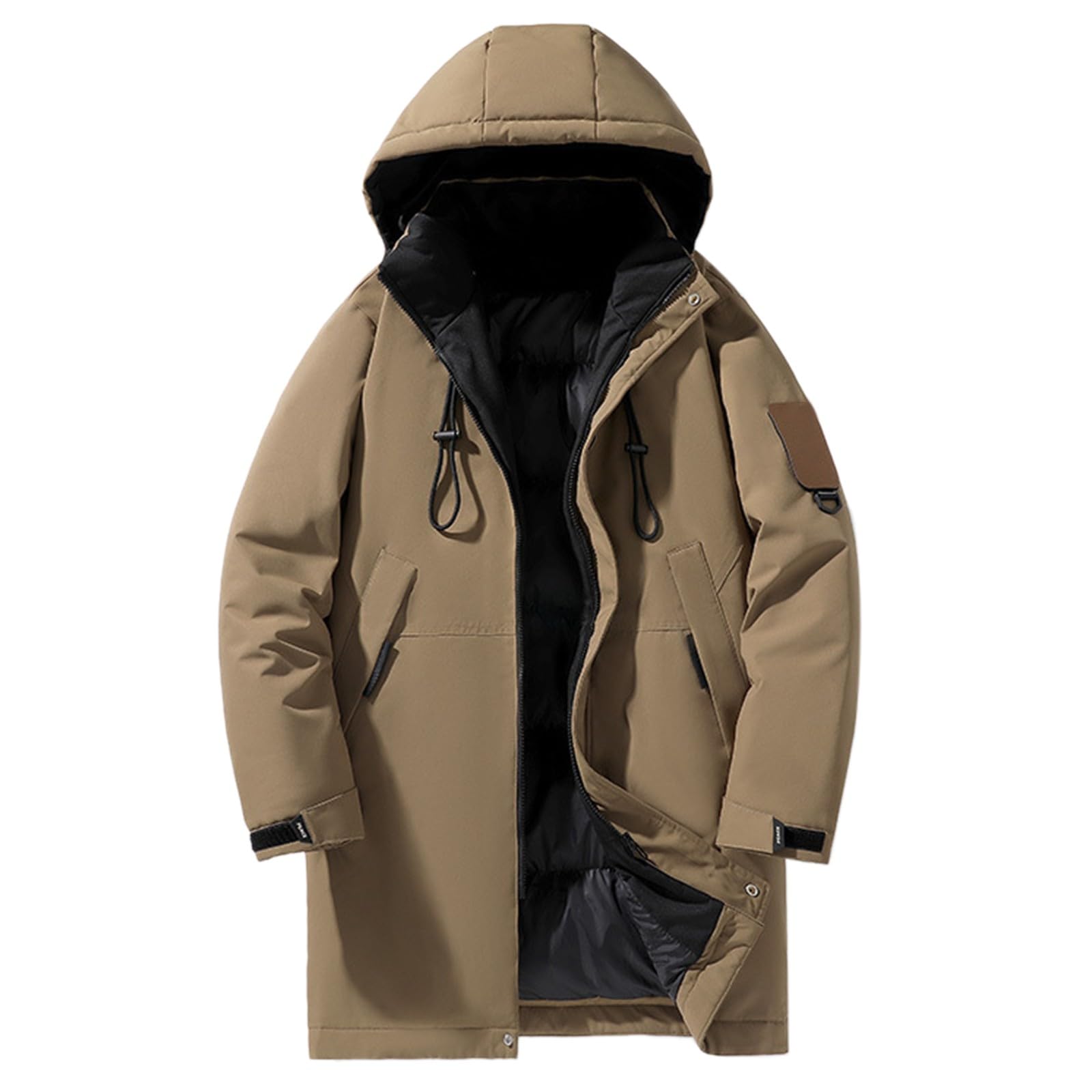 Generisch Chaqueta larga de plumón para hombre con capucha, abrigo de plumón grueso, impermeable, a prueba de viento, con capucha, parka larga, chaqueta de longitud media, cortavientos