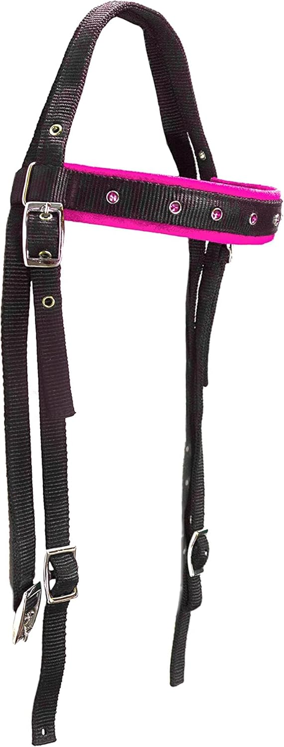 HUMAYL Saddlery Tack Set Headstall Breast Collar and Reins Western Barrel Racing Crystal Show Horse Synthetic Nylon Padded Browband Horse Saddle Multiple Color for Horses Size: Full-Cob, H027