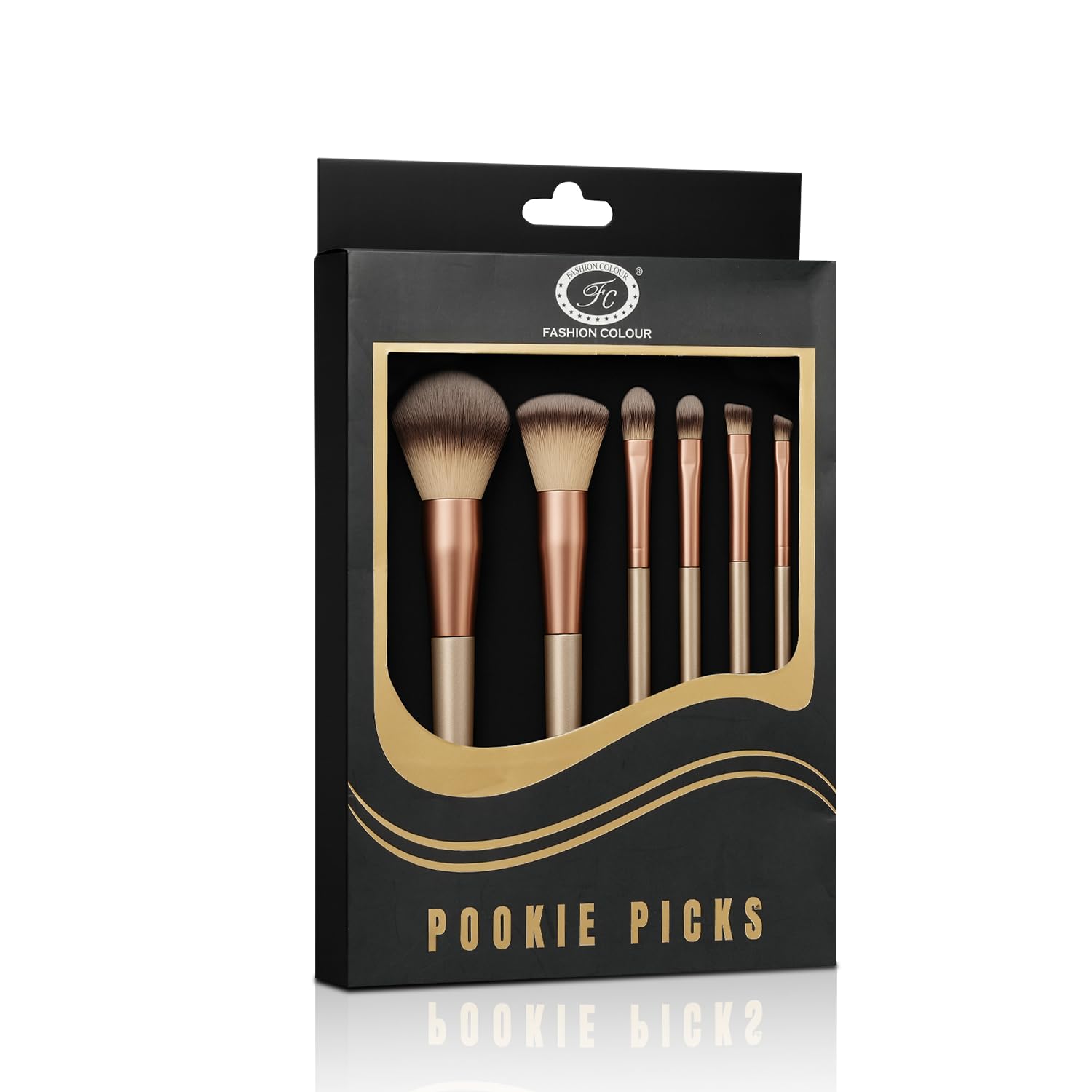 Fashion Colour Pookie Picks 6-Piece Makeup Brush Set | Professional Soft Bristles for Face & Eyes | Fluffy, Foundation, Shader, Blending & Angled Brushes | Travel-Friendly Cosmetic Kit for Women & Girls-image-8