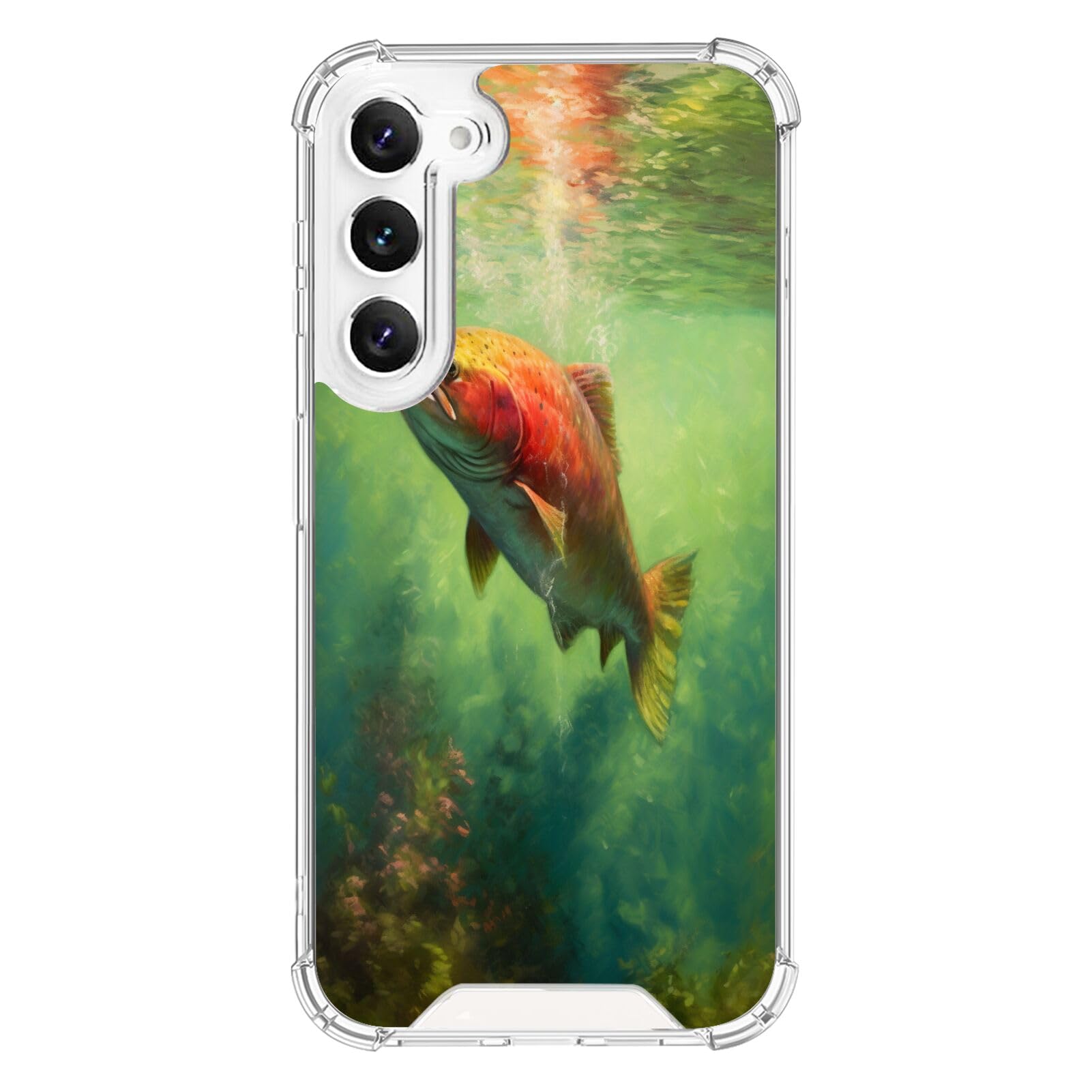 Transparent Phone Case for Samsung Galaxy S23+ with Salmon-aa82 Pattern Clear Four-Corner Airbag Reinforced Anti-Scratch and Shock-Proof Protective Phone Cover