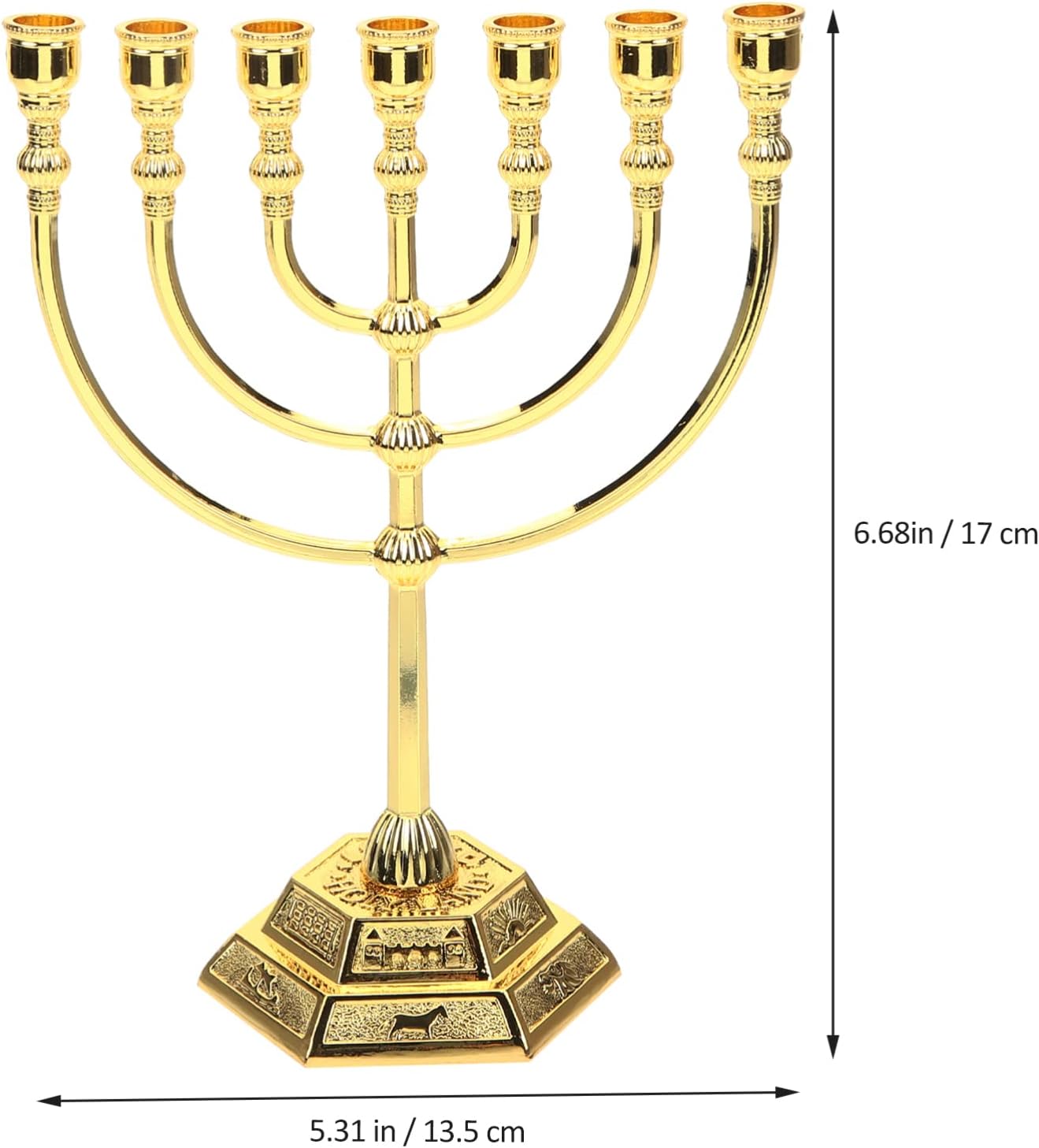7 Branch Menorah Candle Holder Hanukkah Centerpiece Religious Candlestick Ornament for Holiday Ceremony Candlelight Dinner Decoration