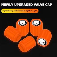 Vista 5 de 12 tapones fluorescentes con forma de calavera para válvulas de neumáticos de automóvil, cubierta de válvula de rueda de ABS resistente a