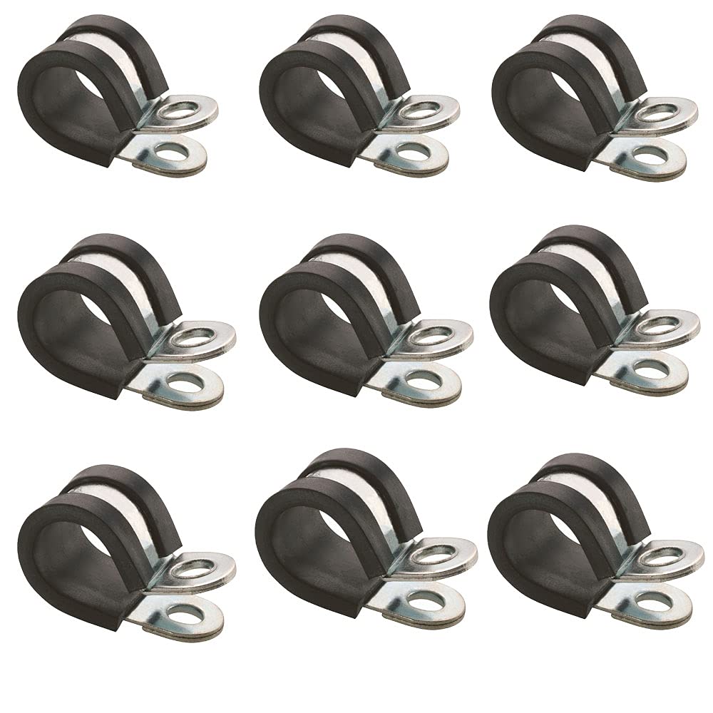 Sgc Black Rubber Lined P Clips Hose Pipe Clamp Mild Steel - Pack Of 10 (10Mm)