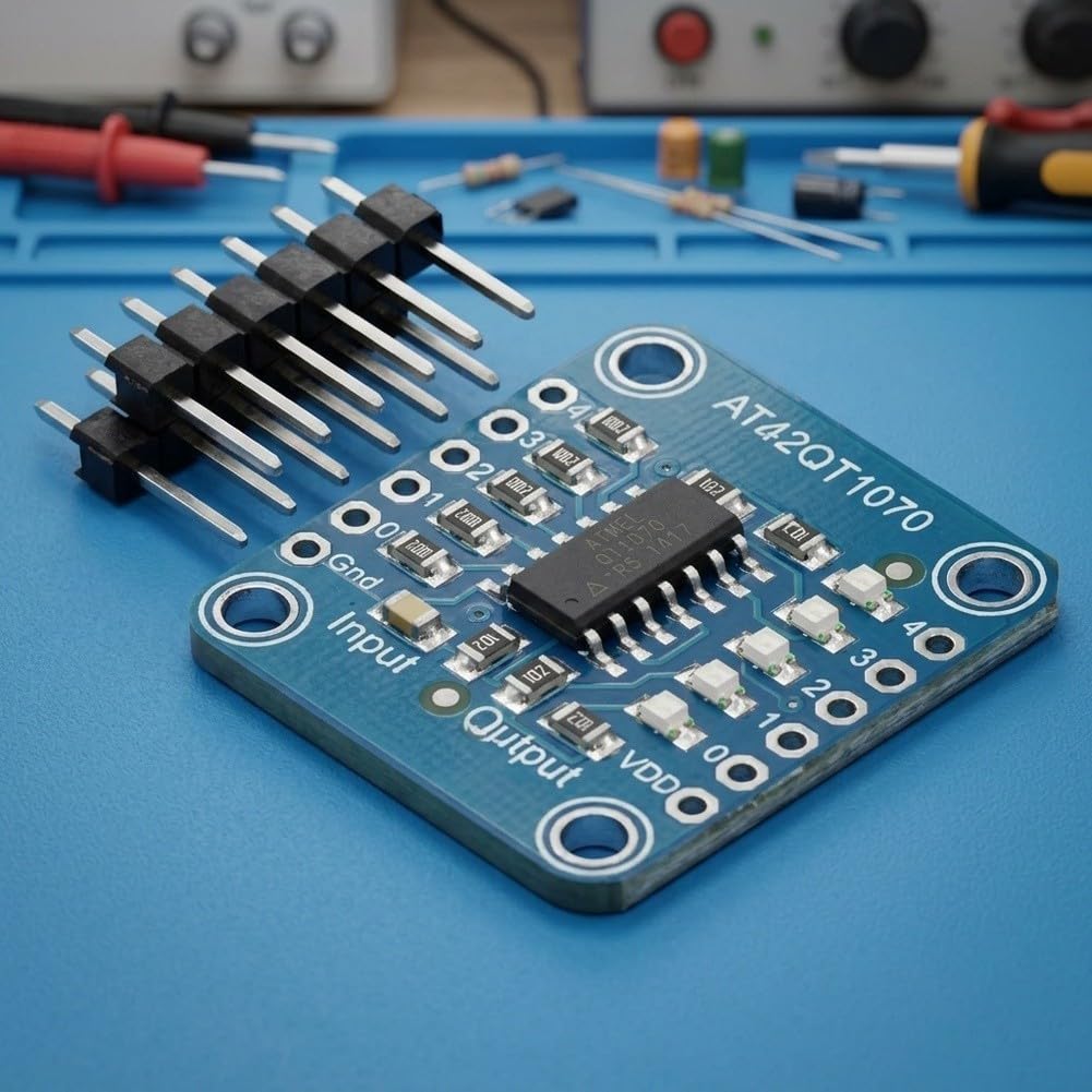 AT42QT1070 IC, 5 pads conducteurs, sortie niveau bas, indicateur LED, tension 1.8-5.5V pour microcontrôleur