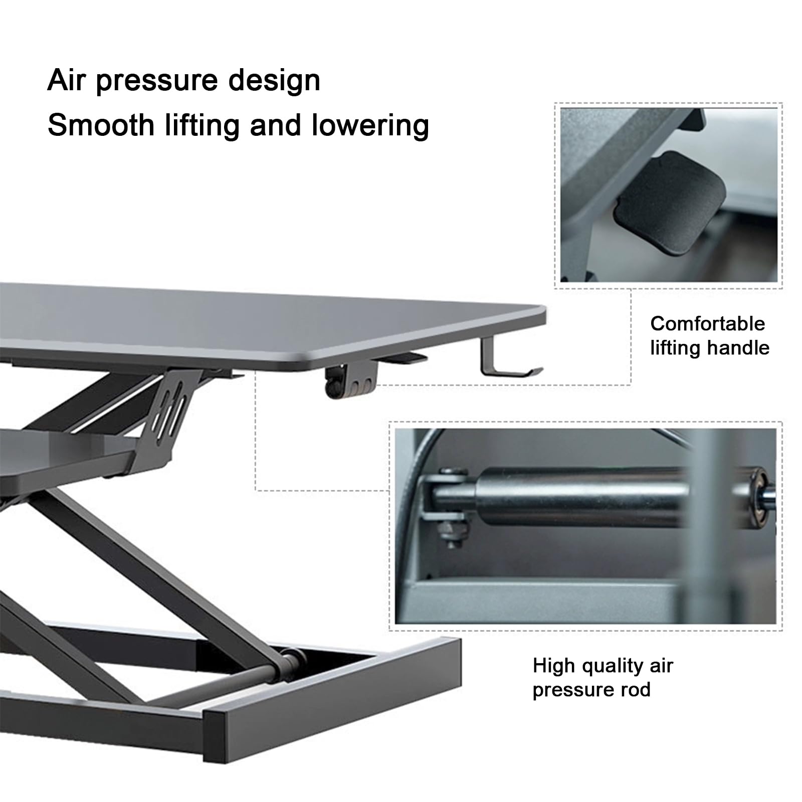 Poste de Travail Assis-Debout - 30'' Station de Travail Debout à Hauteur Facilement Réglable avec Plateau de Clavier, Bureau Assis-Debout et Tableau de Notes jusqu'à 36kg(55cm/21.6in,Grey)