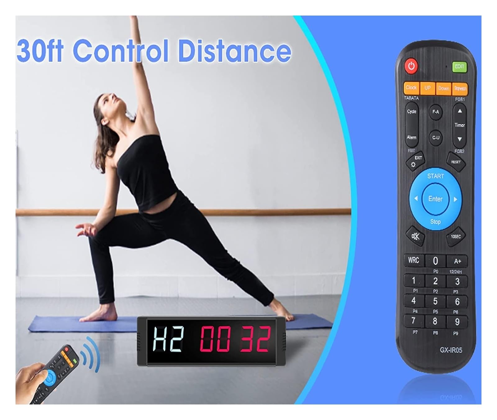 Timer palestra, Timer da palestra for allenamento con controllo remoto e tramite telefono App LED Intervallo di Allenamenti Orologio Conto alla rovescia