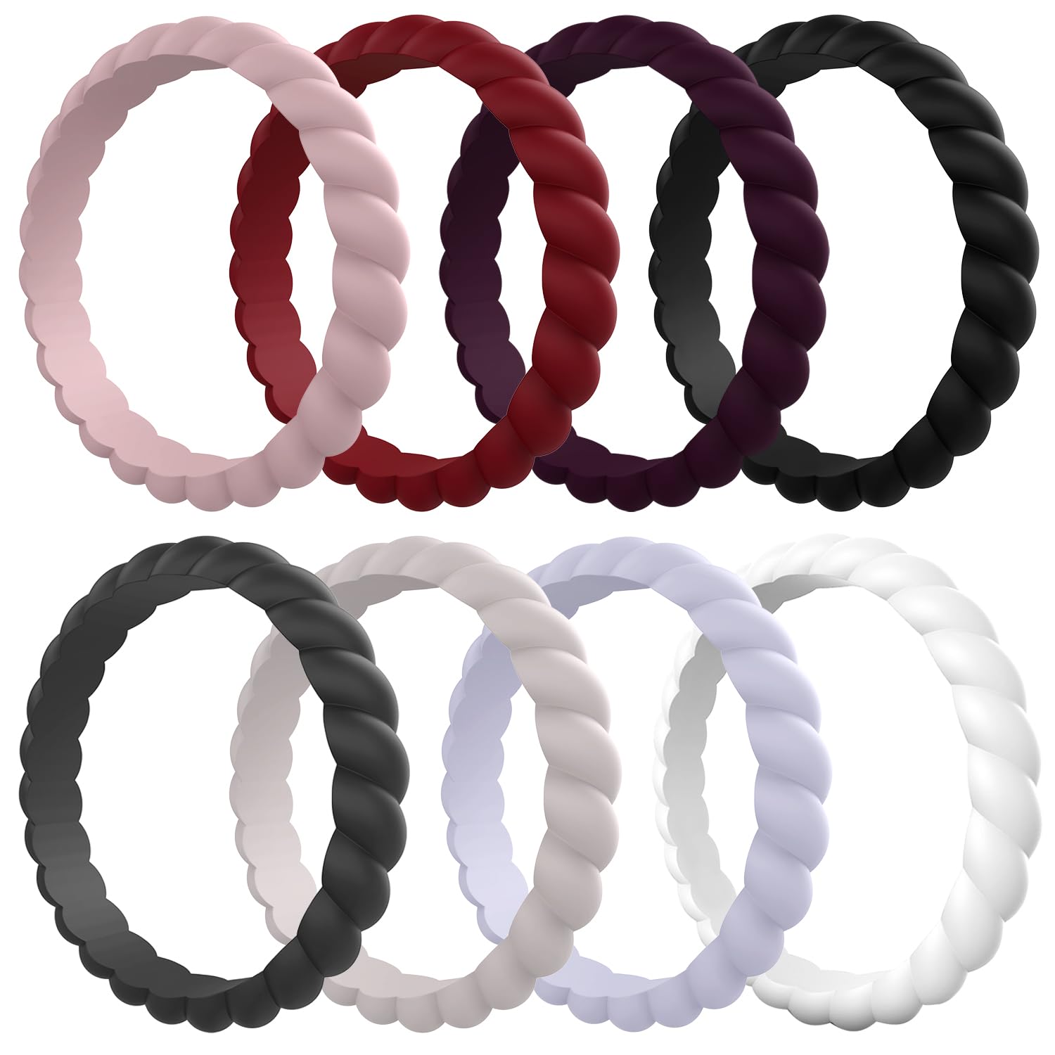 Egnaro Women's Bridal Rings Sets, Thin and Stackable Rubber Rings Women Wedding Bands - 2.5mm Width - 1.8mm Thick