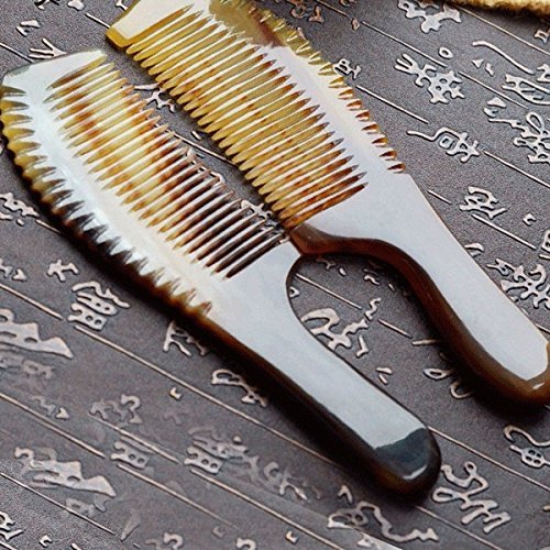 EQLEF Yak Peigne en Corne Naturelle Exquis Fabriqué à la Main Yack Corne Peigne (tout droit)