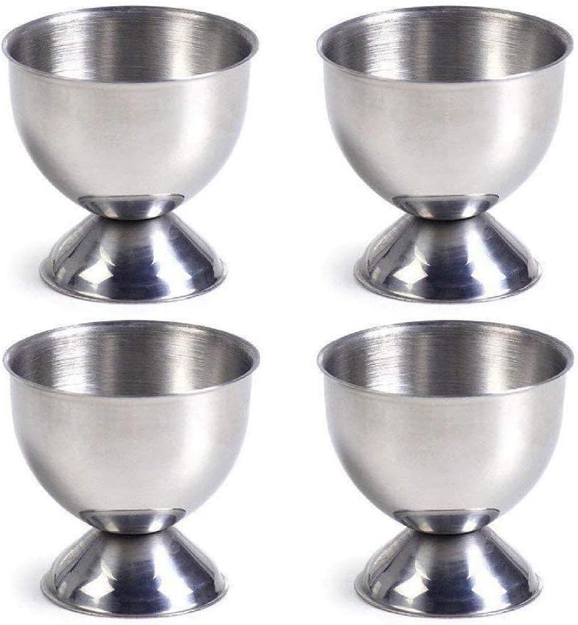 4 Pcs Stainless Steel Egg Cups Egg Holder Egg Tray Boiled Eggs Tools Silver Egg Cups Soft Eggs