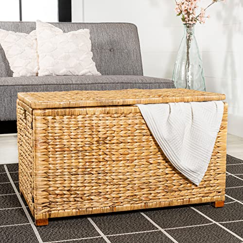 happimess-HPM9005A-Anada-Wicker-Weave-30-Storage-Trunk-Wooden-FrameWater-Hyacinth-Farmhouse-Transitional-Coastal-Rustic-for-Office-Dorm-Room-Living-Room-Bedroom-Dining-Room-Natural happimess HPM9005A Anada Wicker Weave 30 Storage Trunk Wooden FrameWater Hyacinth Farmhouse Transitional Coastal Rustic for Office Dorm Room Living Room Bedroom Dining Room Natural
