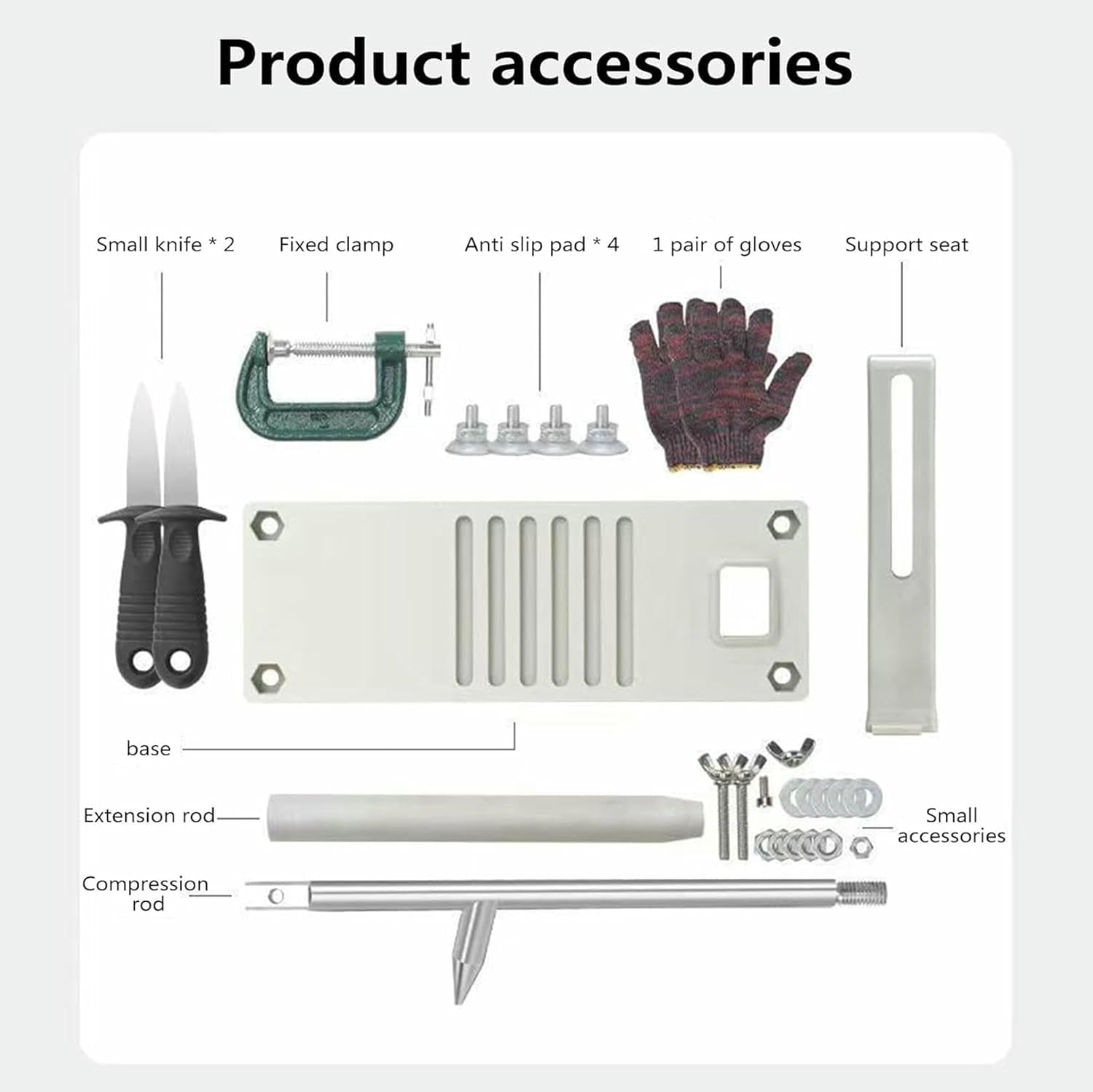 Oyster Clam Opener Machine Adjustable Oyster Shucker Machine Tool Set Including Knives, Glove and G-Clip, Seafood Tools for Hotel Family Buffet