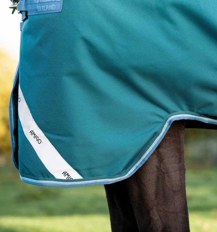 Image of Horseware Amigo Bravo 12 Plus Turnout 400g - Storm Green /Turquoise & Aqua & Blue, 81 inches