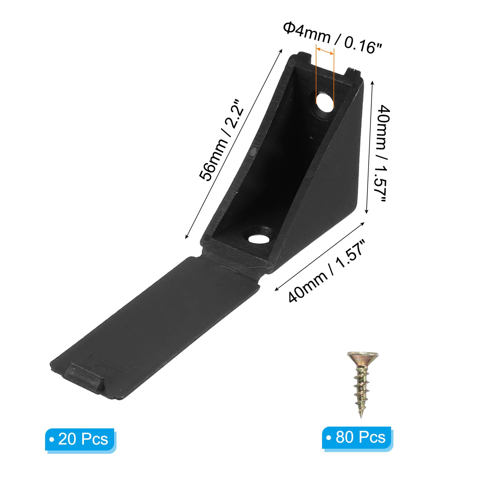 PATIKIL Plastic Corner Braces 1.57x1.57x2.2 - Image 2
