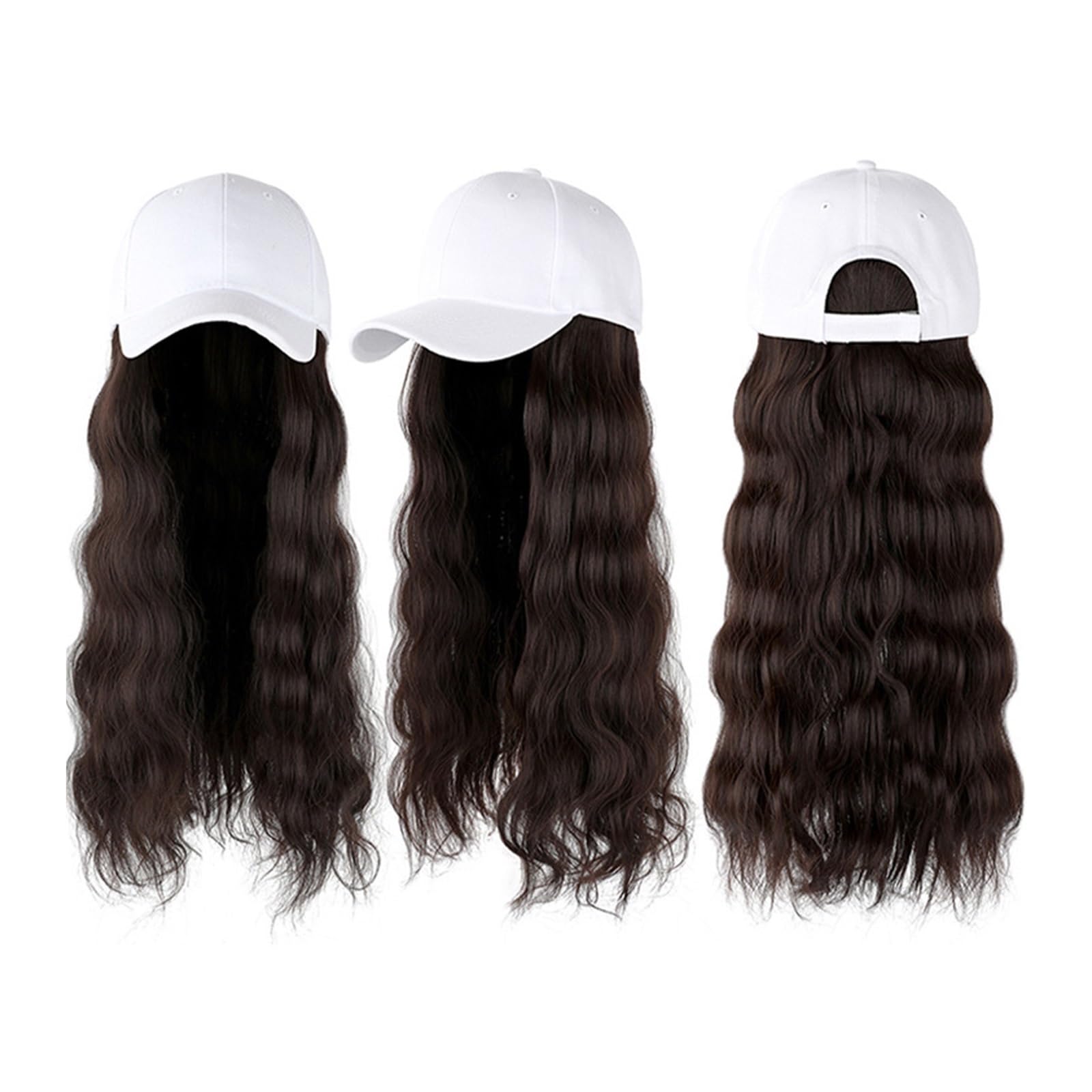 Wig Cap Gorro de pelo largo Sombrero vacaciones largas Cuerpo Moda Señora Cabeza Juegos cabello peluca(1)