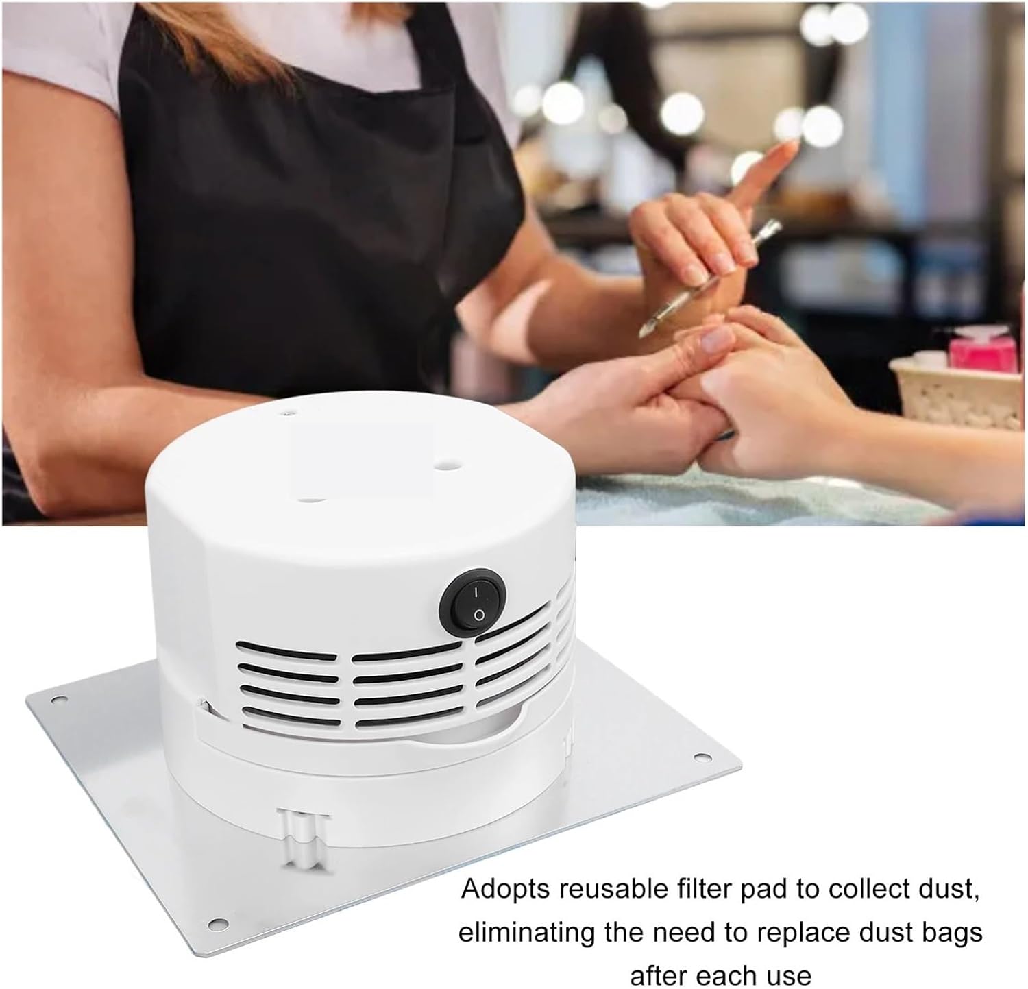Nail Dust Collector, Nail Dust Collector Machine Nail Dust Extractor Manicure Tool Silent Operation Flush Mount Powerful Lightweight for Nail Salon,Manicure Dust Collector