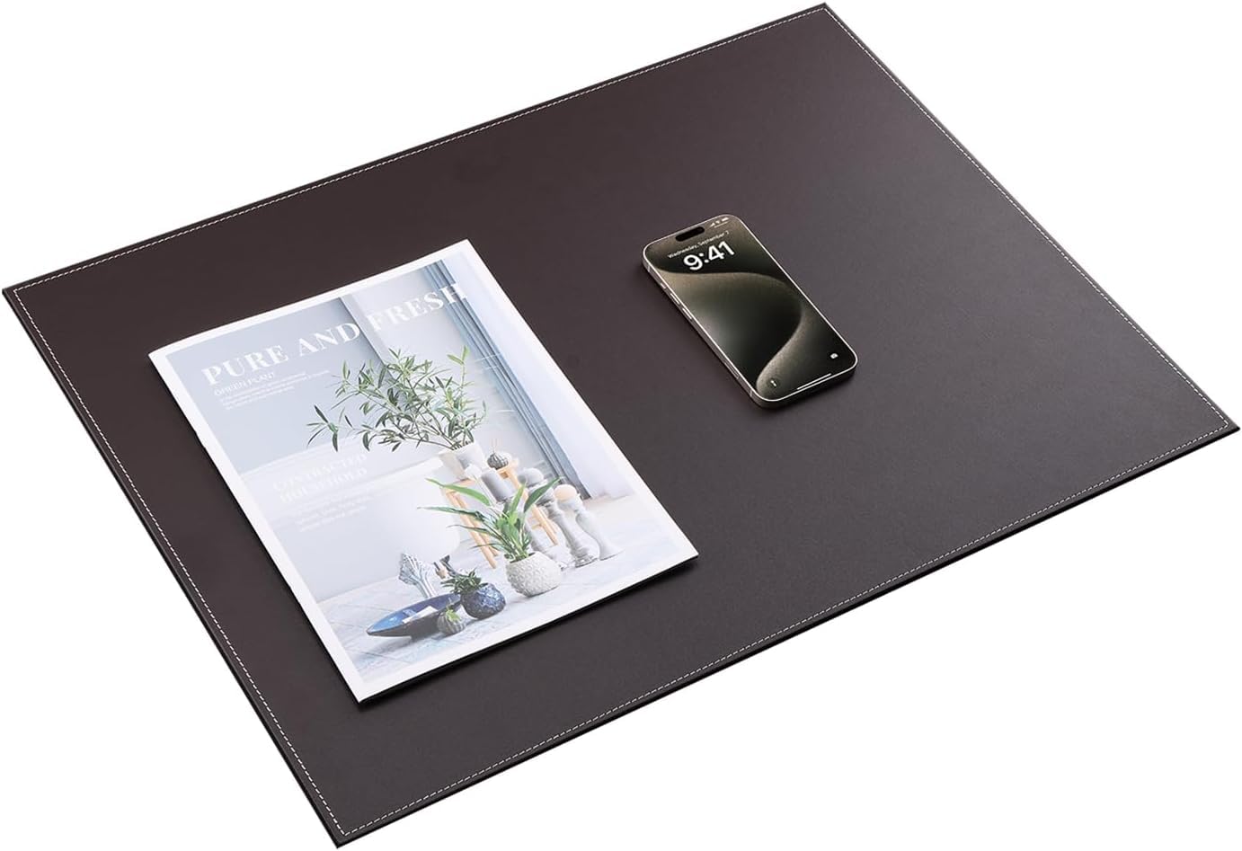 KINGFOM Sous Main Bureau Cuir Noir 60x45cm Tapis Protection Bureau Étanche
