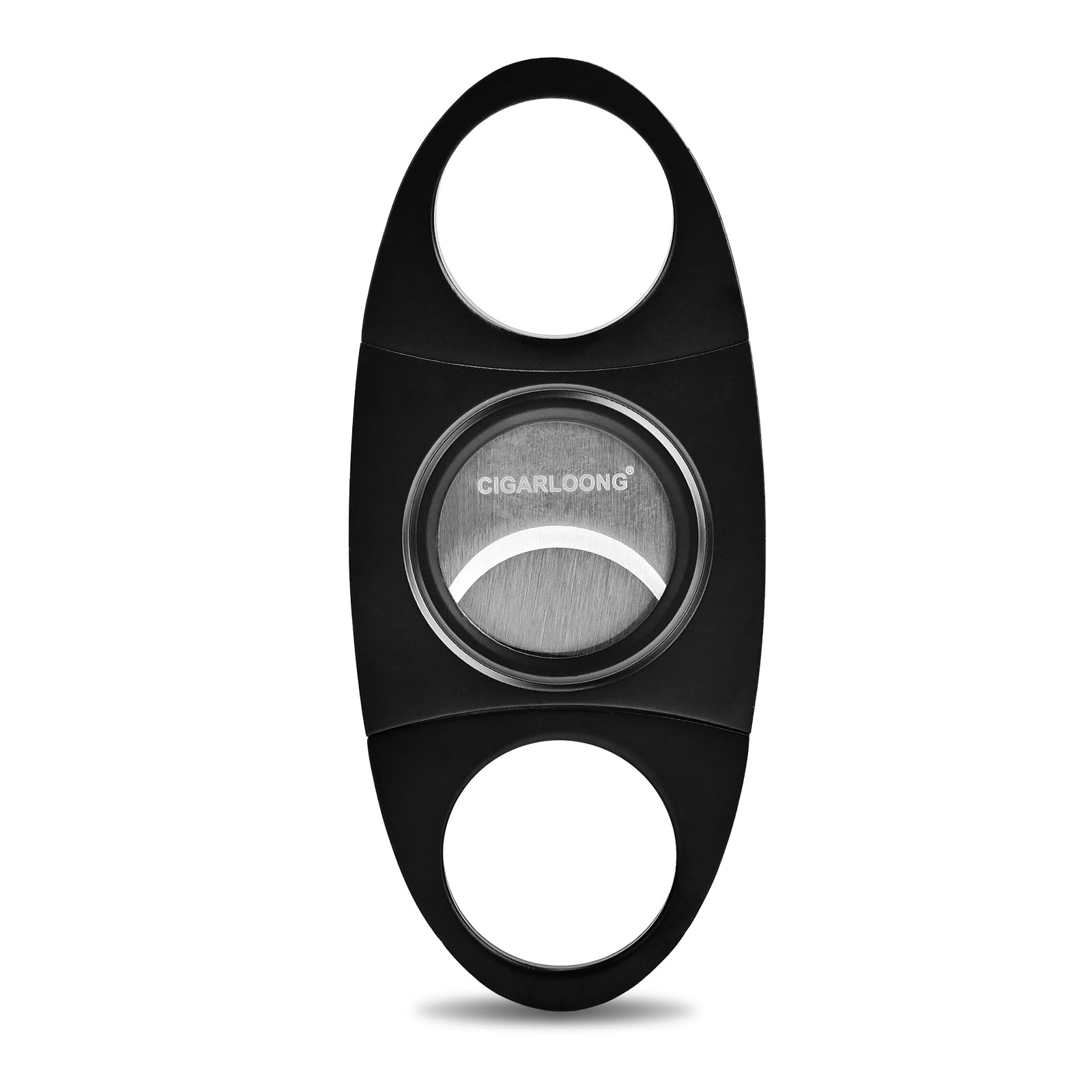 CIGARLOONG Cigar Cutter Double Cut Blade Stainless Steel Scissors Handle Portable Tool,1 piece(Deep Black)